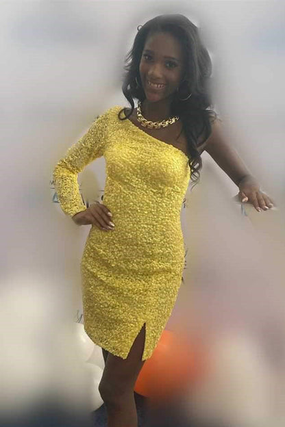 Sparkel Hot Pink Sequins Bodycon Homecoming Dress SA1307