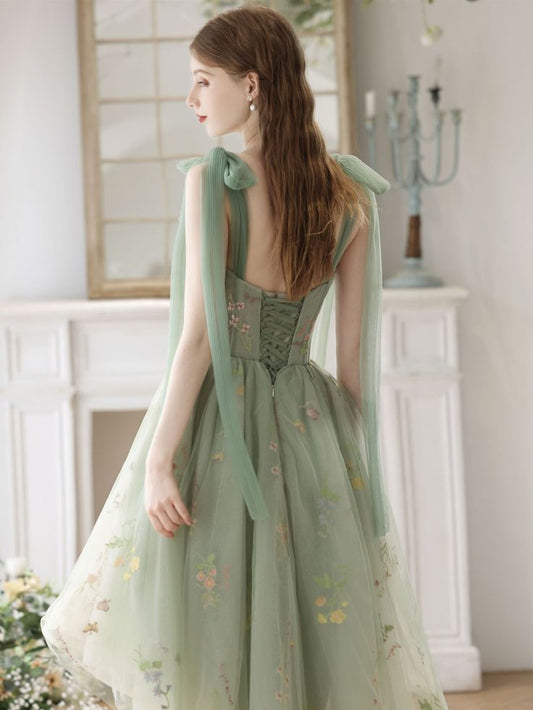 A-Line High Low Lace Short Prom Dress, Lace Homecoming Dress        fg6050