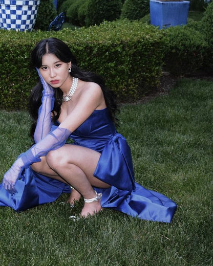 Satin Slit Prom Dresses Birthday Outfits Elegant Party Gown With Gloves     cg25178
