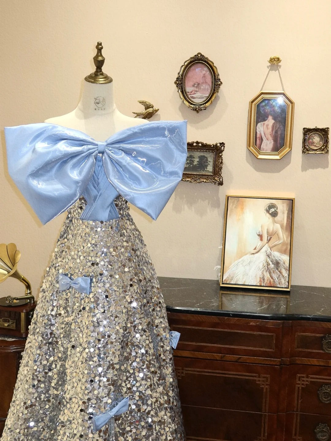 Blue Shiny Silver Sweet Cute Long Sequin Prom Dress Evening Dress Prom Dress Graduation Dress Birthday Dress gh4243