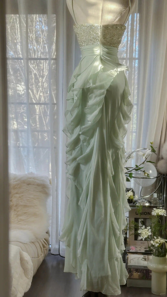 Vintage Evening Dresses, Sleeveless Green Party Gowns  cg25521