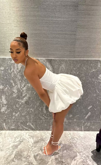 Vestido blanco de fiesta corto de corte A para regreso a casa, minivestidos formales para fiesta