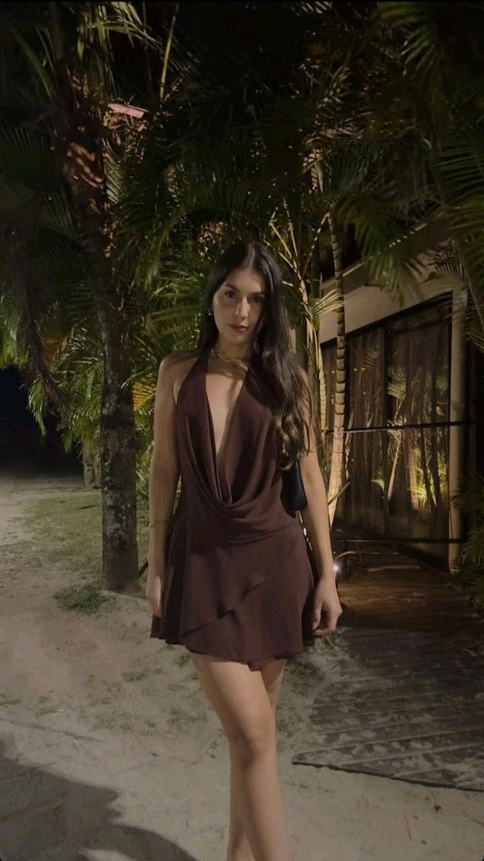 Brown Short Evening Dress Cocktail Dresses Short Party Dress    fg7819