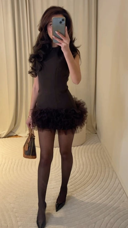 Brown Fashion Birthday Outfit Short Evening Dress Short Party Dress Cocktail Dresses   fg8051