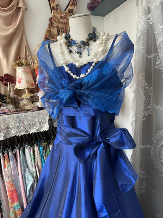 A Line Royal Blue Vintage Long Party Dress Evening Dress Prom Dresses     cg25753