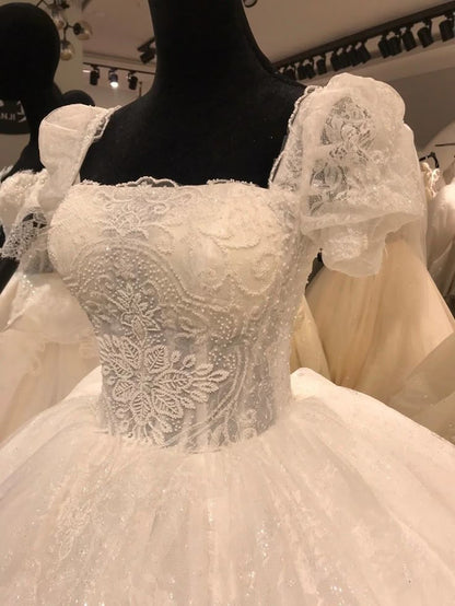 Luxury Wedding Dresses, Popular Lace A-line Bridal Gowns   fg7642