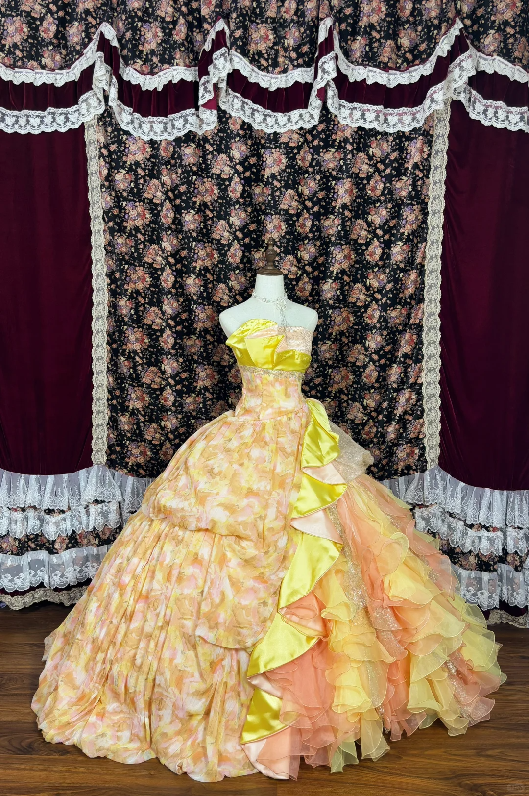 Hermoso vestido floral de quinceañera, sin tirantes, corte A, largo hasta el suelo, para fiesta de cumpleaños, noche, baile, TP4383