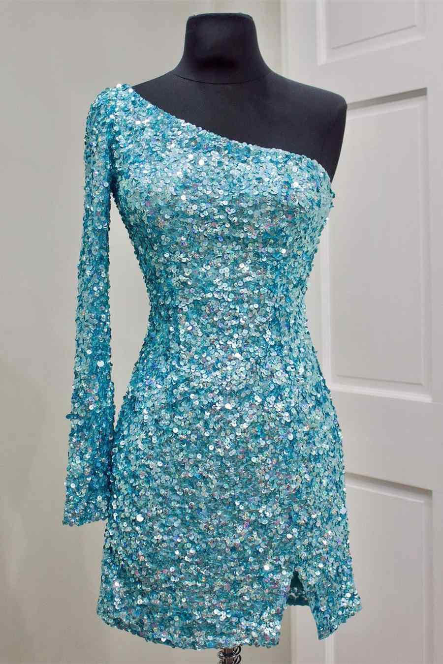 Sparkel Hot Pink Sequins Bodycon Homecoming Dress SA1307
