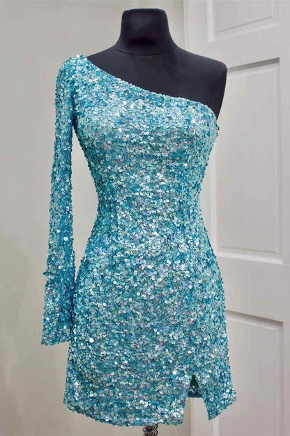 Sparkel Hot Pink Sequins Bodycon Homecoming Dress SA1307