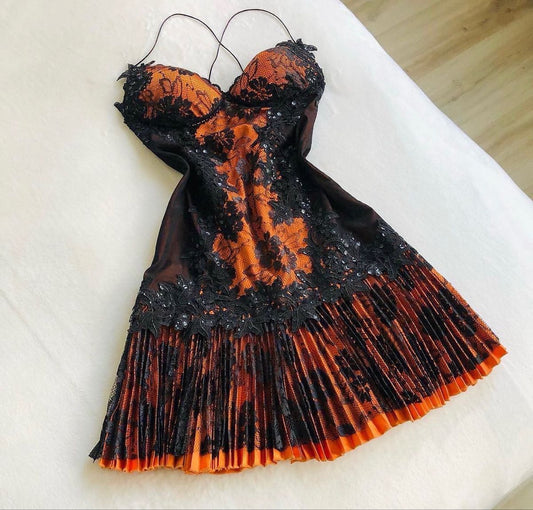 Orange Shiny Fashion Short Chiffon Sequin Homecoming Dress Party Gown gh5008
