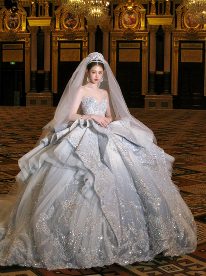Hermoso vestido de novia de corte A con escote en forma de corazón, lentejuelas y cuentas brillantes, vestido de fiesta, vestido de noche TP4228