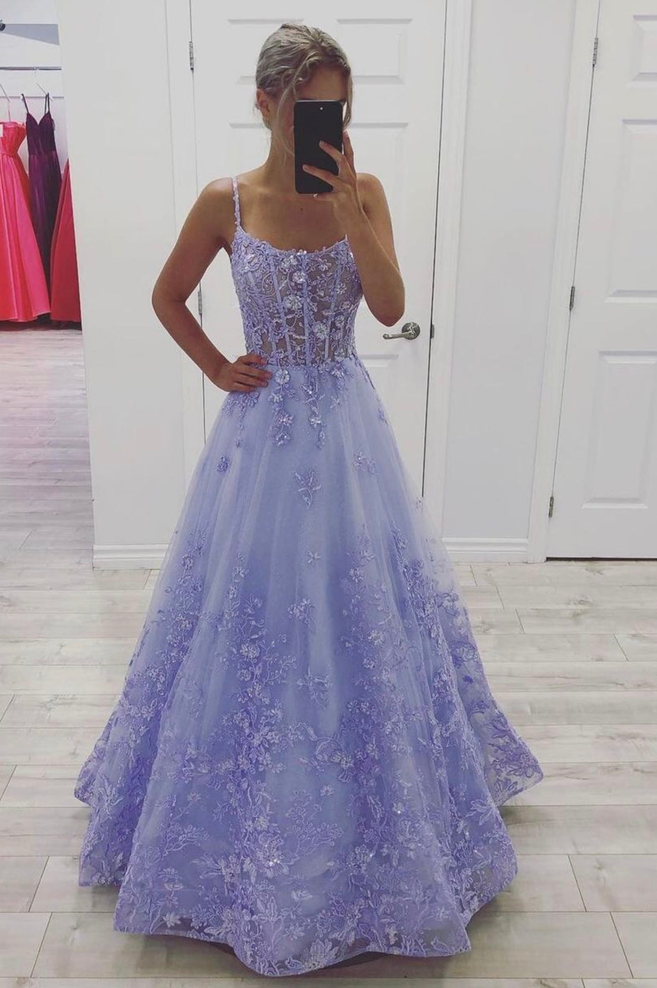 Vestidos formales elegantes color lavanda, vestido de noche de graduación de corte A
