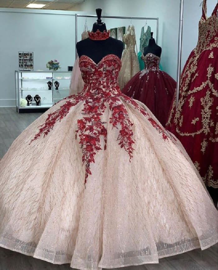 Vestido de fiesta largo estilo princesa para quinceañeras