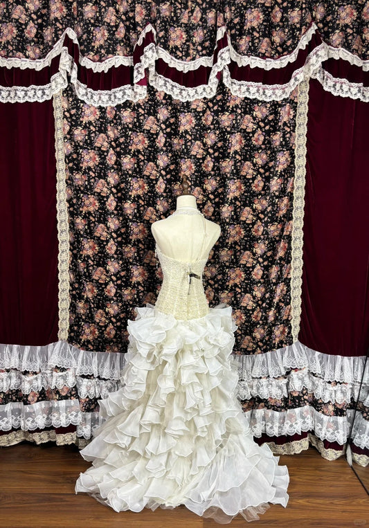 Vestido de quinceañera de tul estilo retro, sin tirantes, con apliques de flores 3D, corte A, TP3791