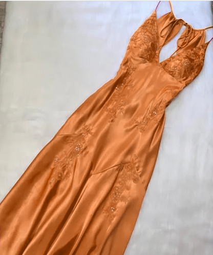 Green Mermaid V Neck Appliques Satin Open Back Long Prom Dress Outfits SH1820