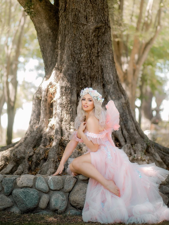 Fairy A Line Off the Shoulder Sequin Pink Tulle Long Prom Dress Evening Dress with Slit SH2214