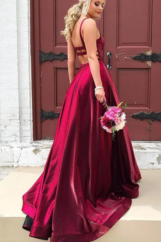 A Line Taffeta Long Prom Dress Simple Evening Dress,WP222