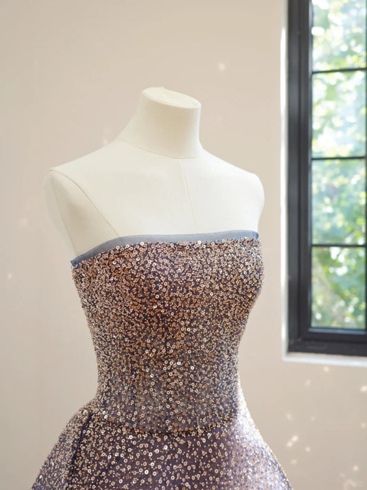 Blue Sparkle Gradient Short/Mid-Length Sequined Homecoming Dress Prom Dress gh5064