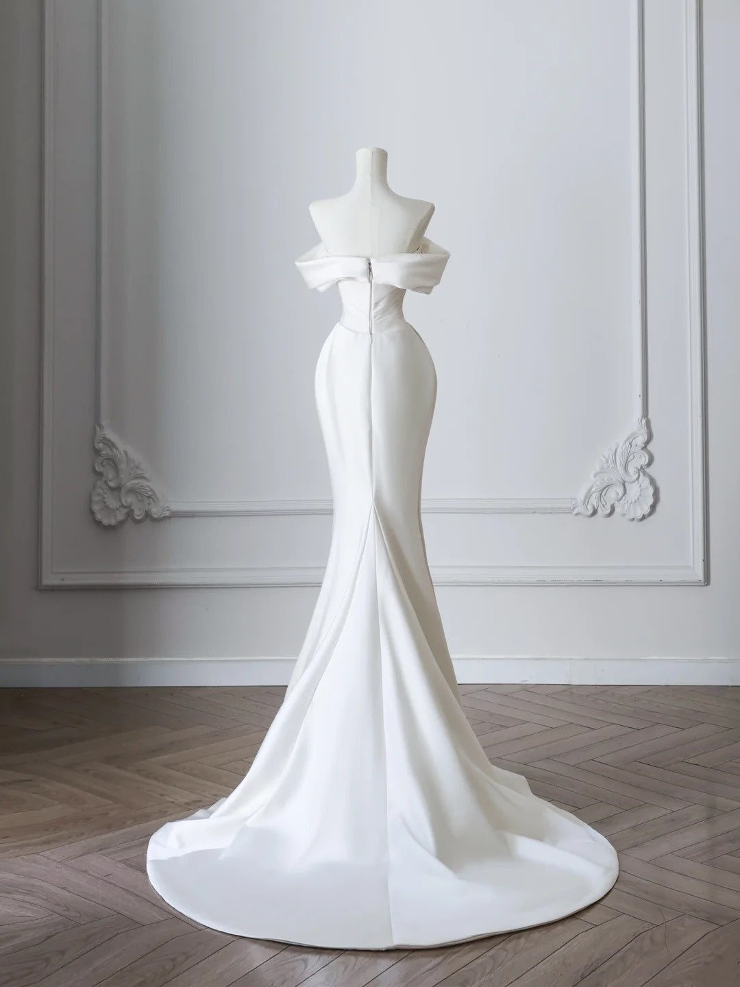 White simple fashion mermaid slim long satin wedding dress wedding dress prom dress evening dress gh4828