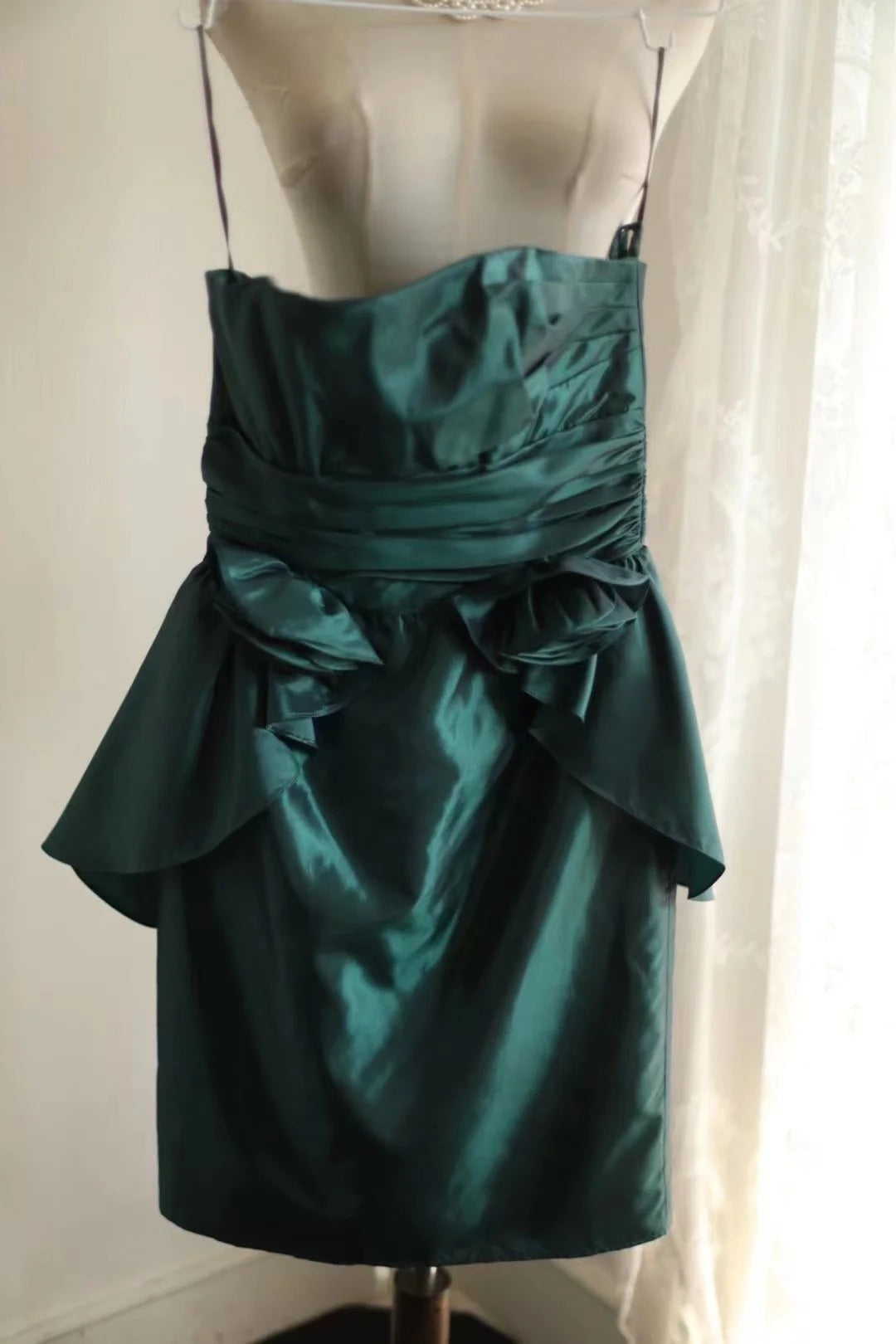 Green floral homecoming dress short satin prom dress evening dress graduation dress gh4494