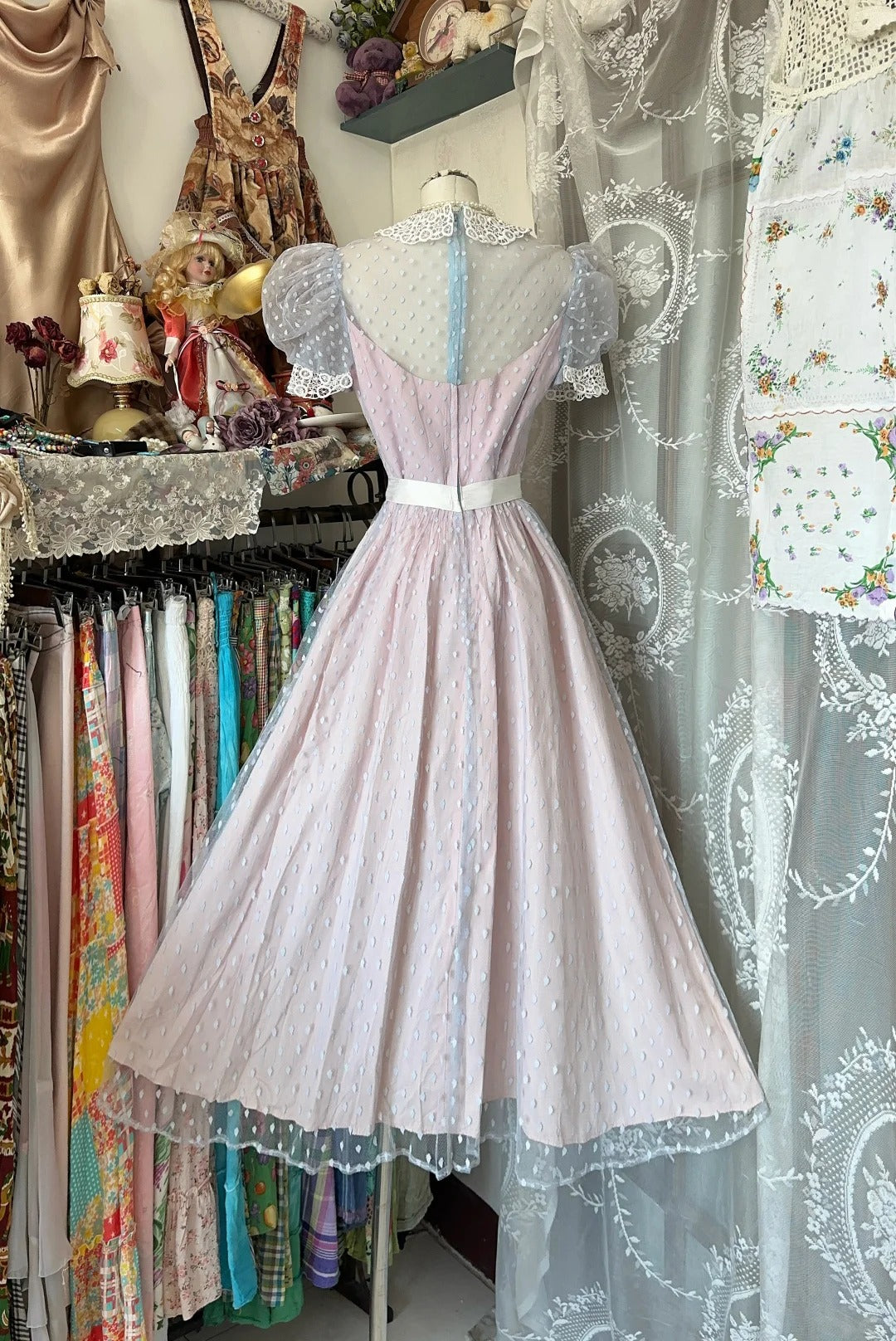 shopuniqlos-Pink vintage long chiffon Prom Dress Homecoming dress birthday dress gh5230