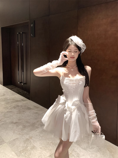 Vintage Tulle Design A-line Corset Strapless Homecoming Dress TP3683