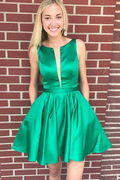 Lindos vestidos cortos amarillos de fiesta de corte A