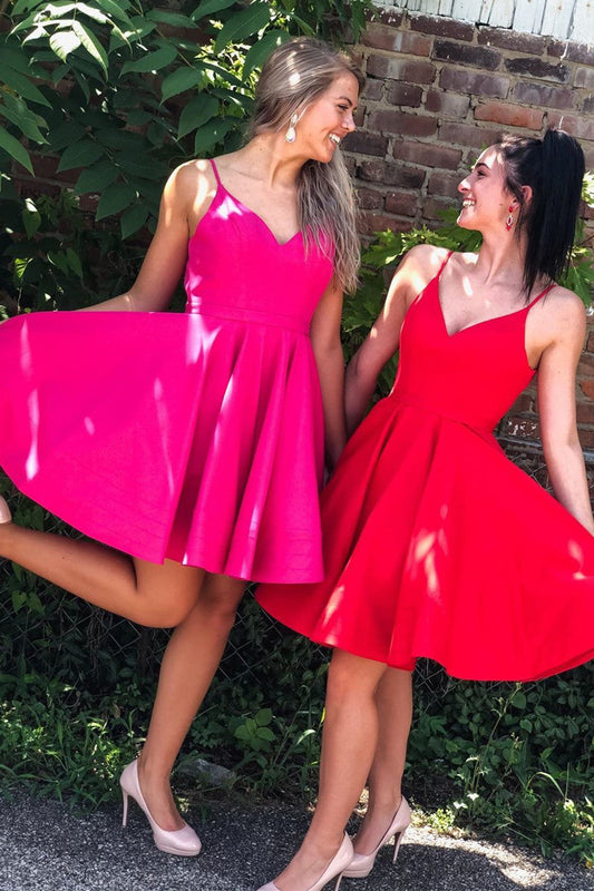 Vestido corto de princesa rosa intenso para el regreso a casa