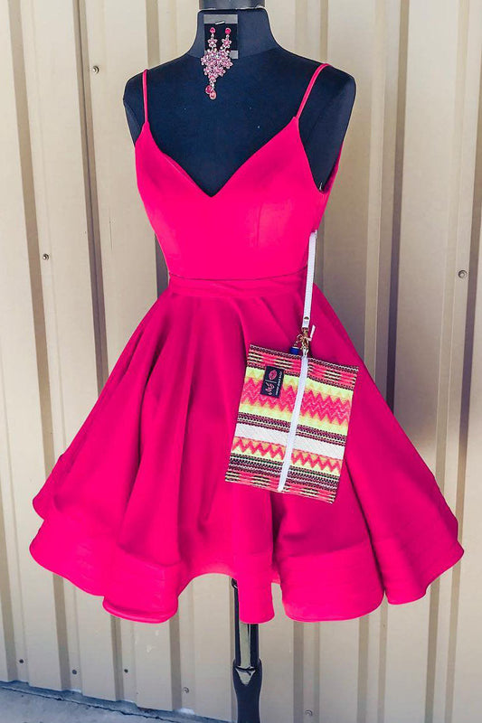 Vestido corto de princesa rosa intenso para el regreso a casa