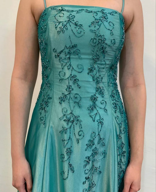 Green Charming Fashion Exquisite Beading Long Elegant Tulle Satin Ball Gown Evening Gown Party Dress gh3435