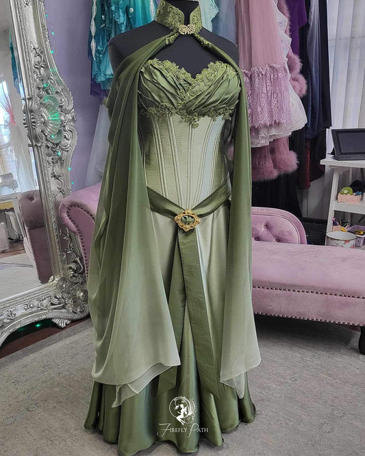 Vestido de fiesta de satén verde con tirantes vintage, corte A, vestido de noche TP2385