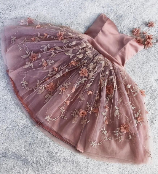 Floral Appliqued Sweet 16 Dress A-line Tulle Homecoming Dresses GM393