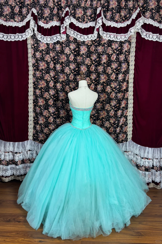 Hermoso vestido de quinceañera con cuentas brillantes, sin tirantes, corte A, largo hasta el suelo, para fiesta de noche, vestido de baile TP4394