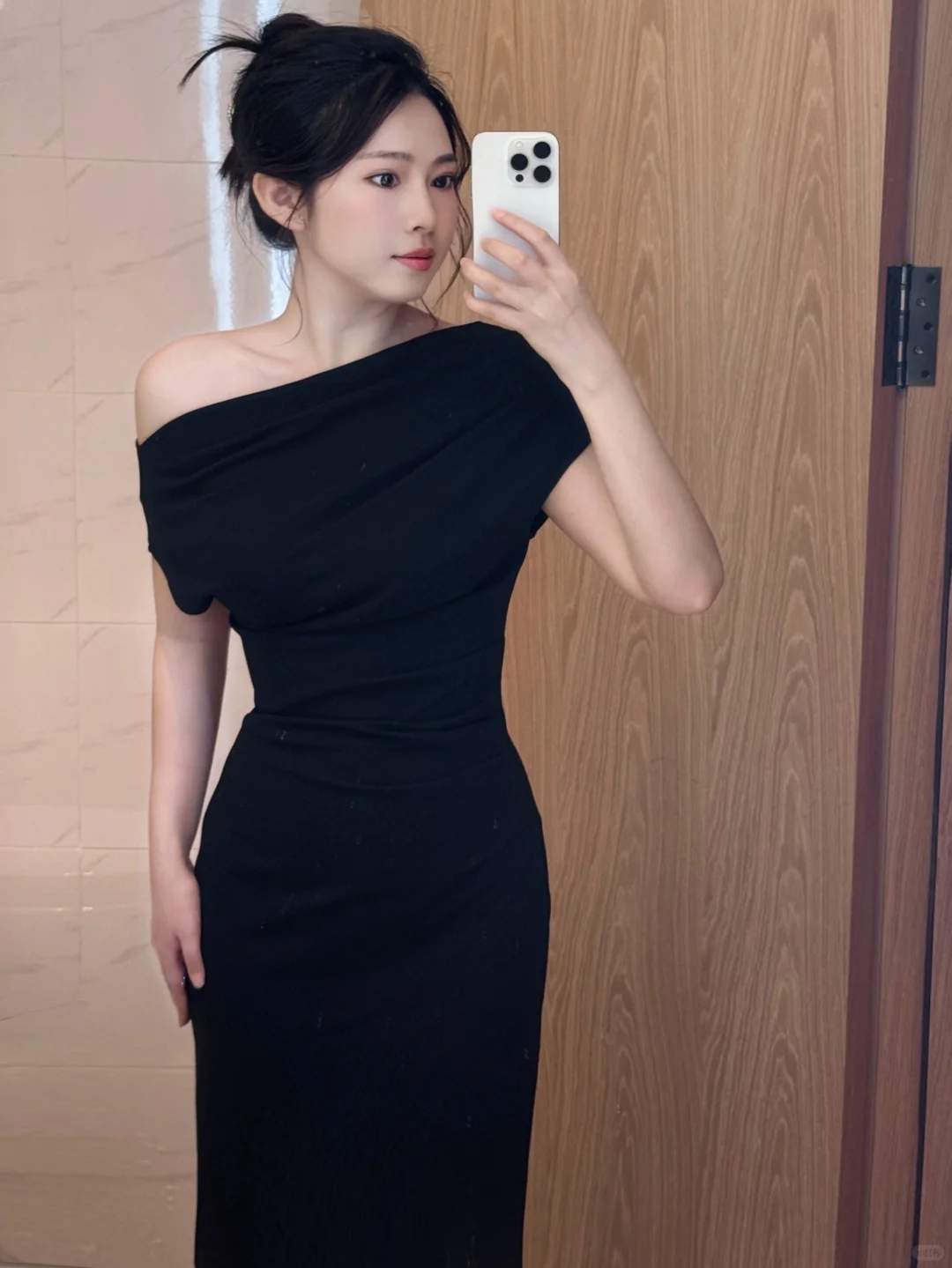 Sexy Black One Shoulder Satin Sheath Party Dress Cocktail Dress  S323