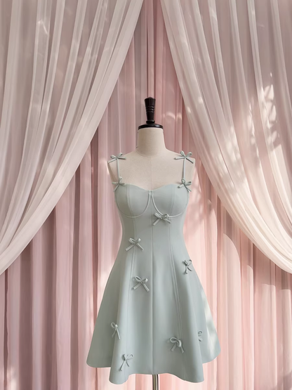 New Fashion Bow Design A-line Spaghetti Strap Party Dresses Homecoming Dresses, TP3809