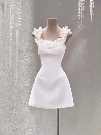 Vestidos de fiesta blancos, elegantes, de corte A y escote cuadrado, cortos, formales, para el regreso a casa, de noche, para cóctel, para cumpleaños número 16, DH2761
