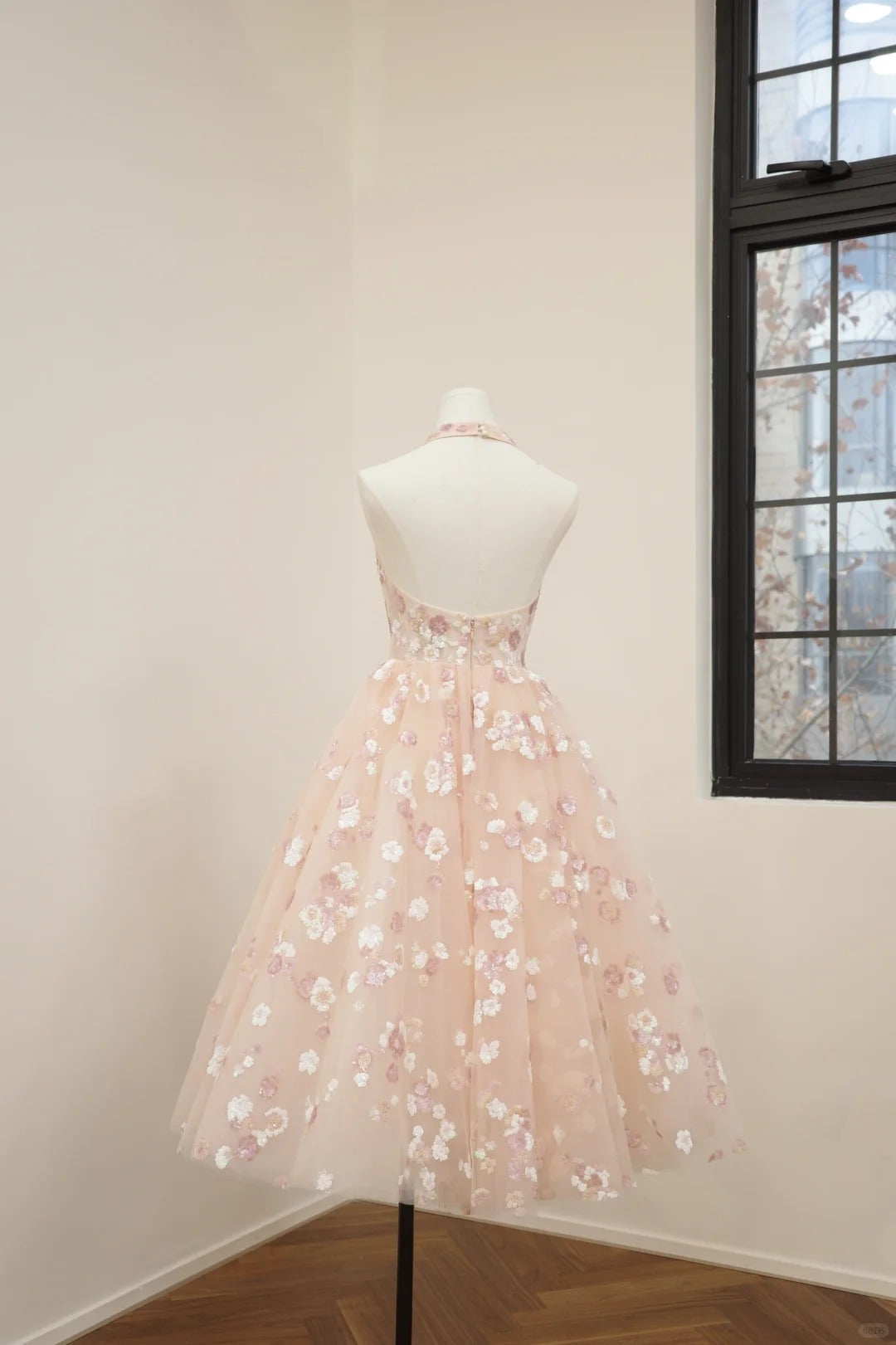 Pink floral fashion long tulle sequin homecoming dress birthday dress Prom dress evening dress gh5071