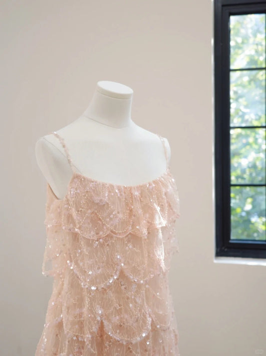 Pink gorgeous sequins shiny short homecoming dress Prom dress evening dress gh5067