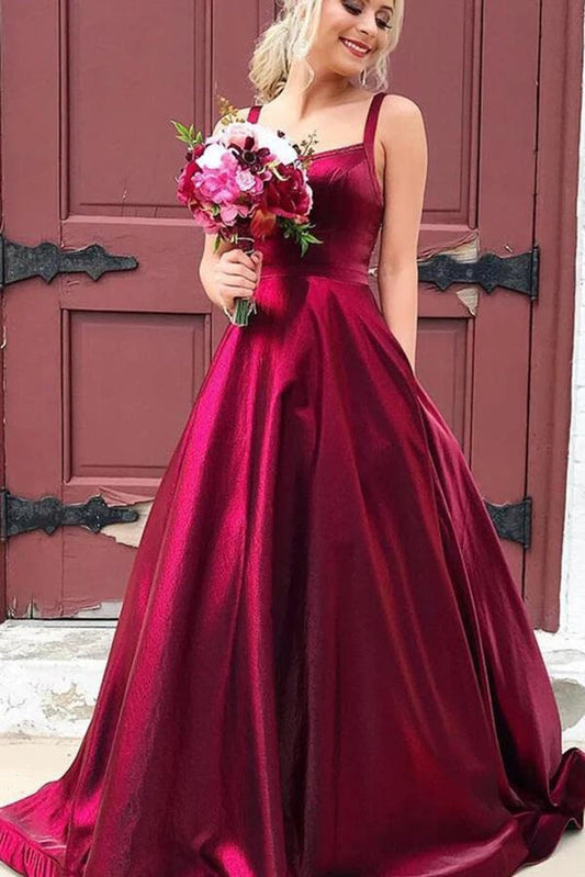 A Line Taffeta Long Prom Dress Simple Evening Dress,WP222