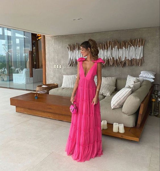 Vestidos formales largos de corte A, vestido de noche con tirantes y lazo para fiesta