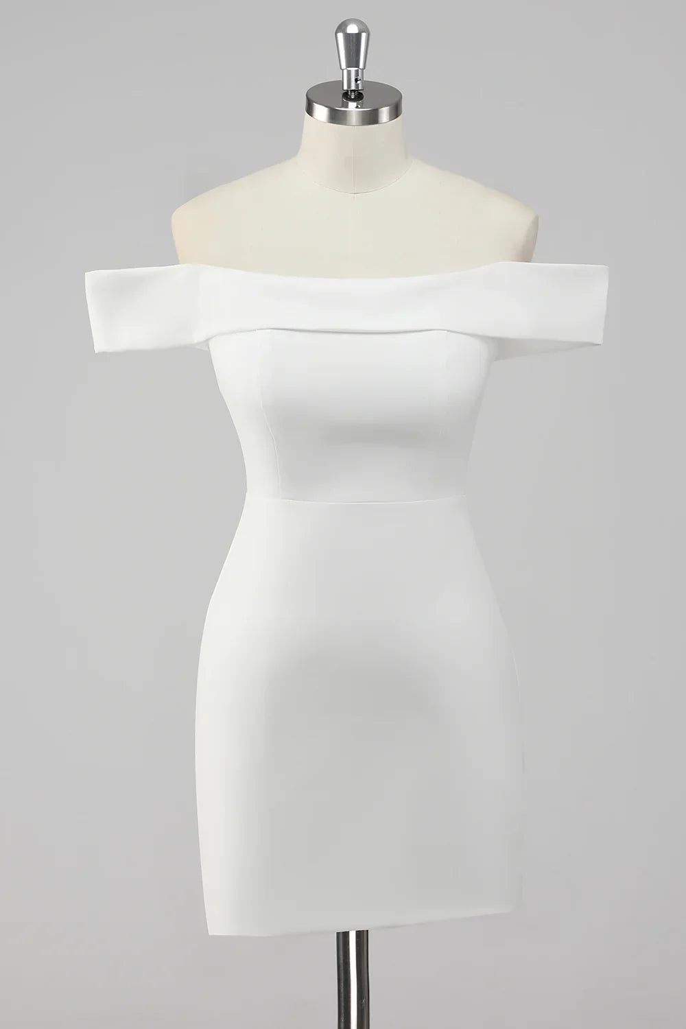 Charming Satin White Off-the shoulder Bodycon Design A-line Homecoming Dress TP3641