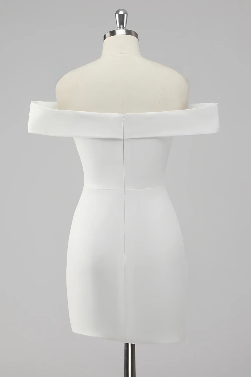 Charming Satin White Off-the shoulder Bodycon Design A-line Homecoming Dress TP3641