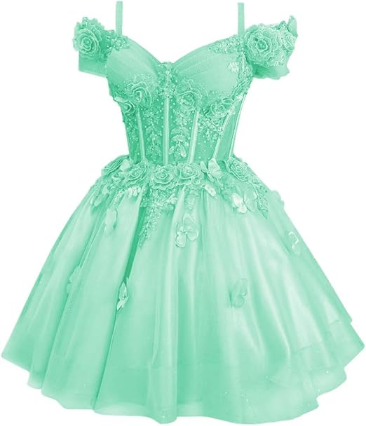 Vestido de fiesta modesto con hombros descubiertos, tul rosa ruborizado, vestidos formales de bienvenida, baile de graduación de octavo grado, vestidos cortos Hoco DH2596