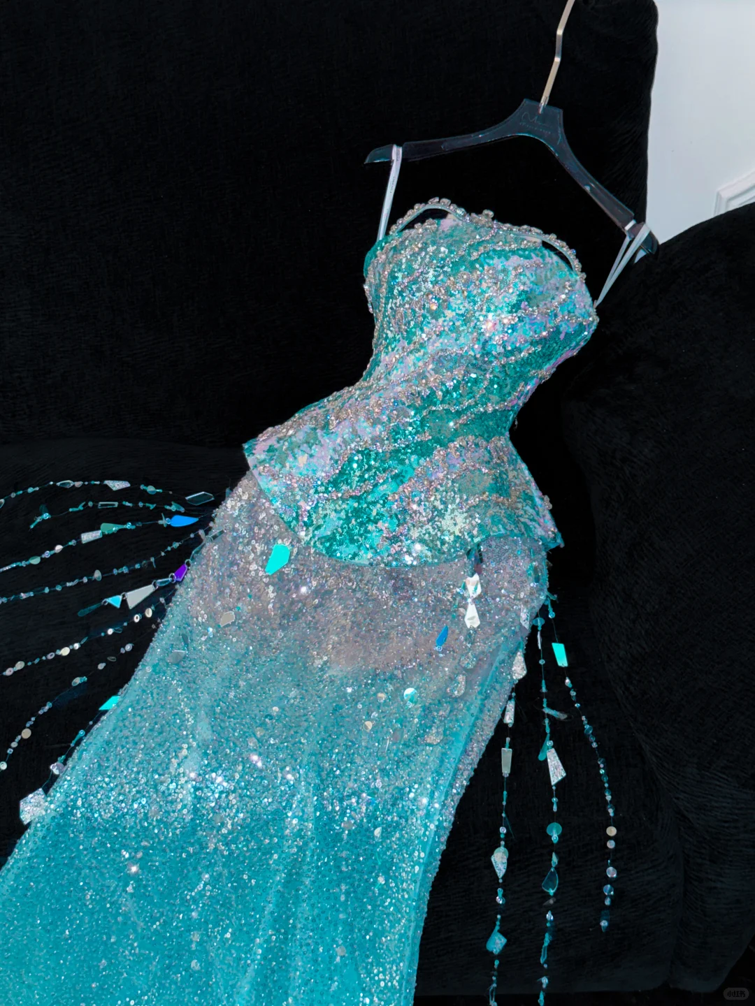 Hermoso vestido de noche elegante de gasa con sirena, con lentejuelas azules brillantes y cuentas, vestidos de fiesta TP4154