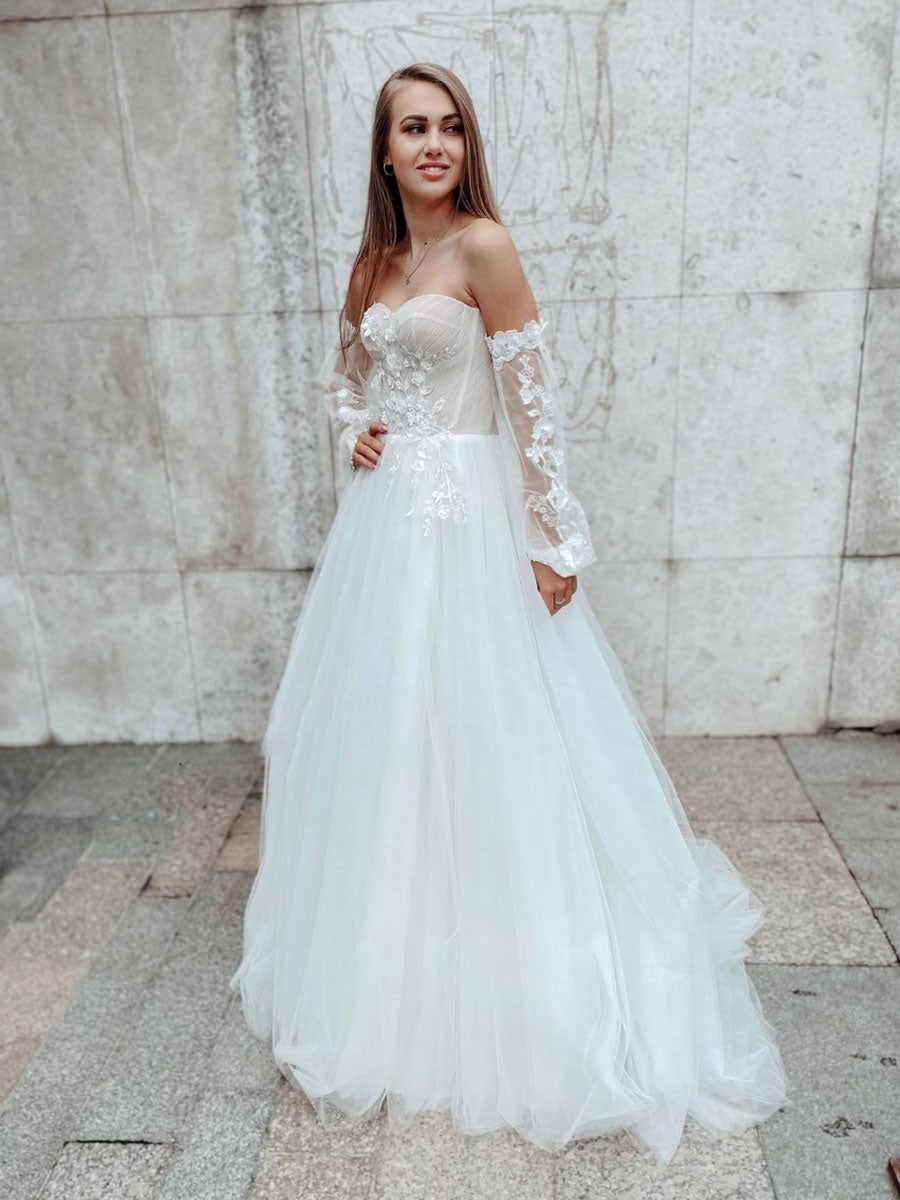 Vestido de fiesta largo de encaje de tul blanco, vestido de noche de encaje blanco