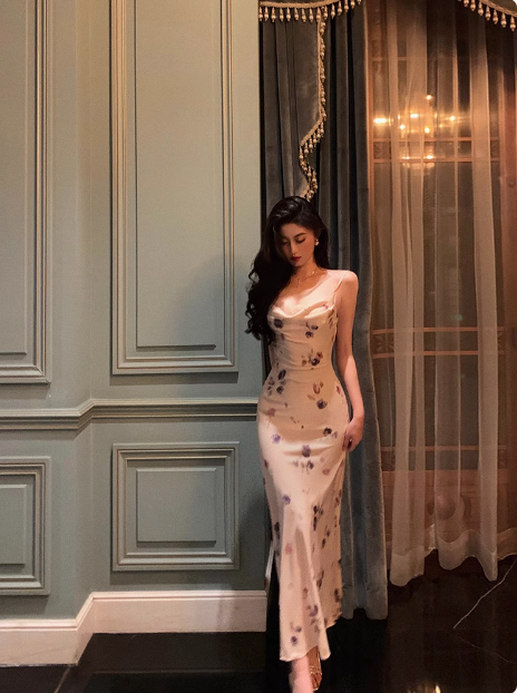 Sexy Sheath Spaghetti Straps Chiffon Floral 21st Birthday Dress Party Gown Birthday Outfits Birthday Dress Ideas For Women DP1887