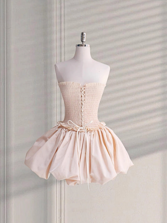 Bonito vestido de fiesta rosa sin tirantes, minivestido de fiesta, corto, formal, para el regreso a casa, elegante, de noche, corto, para cóctel, para 16 cumpleaños, de tul, DH2786