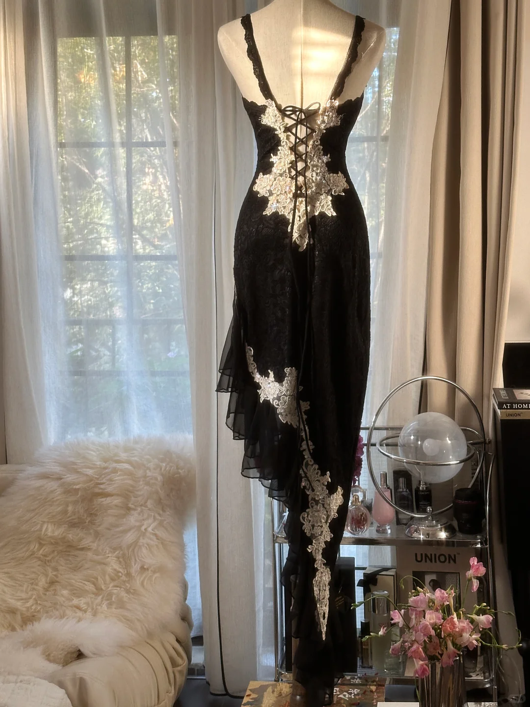 Sexy Sheath Spaghetti Strap White Appliques Lace Chiffon Party Dress Cocktail Dress SH2945