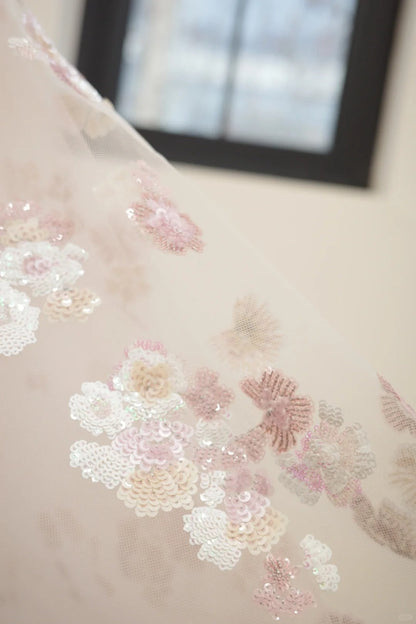 Pink floral fashion long tulle sequin homecoming dress birthday dress Prom dress evening dress gh5071