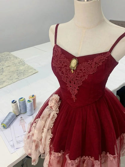 Green/Red Sweet Cute Elegant Pretty Spaghetti Strap Short Chiffon Homecoming Dress Prom Dress Evening Dress Party Dress gh4192
